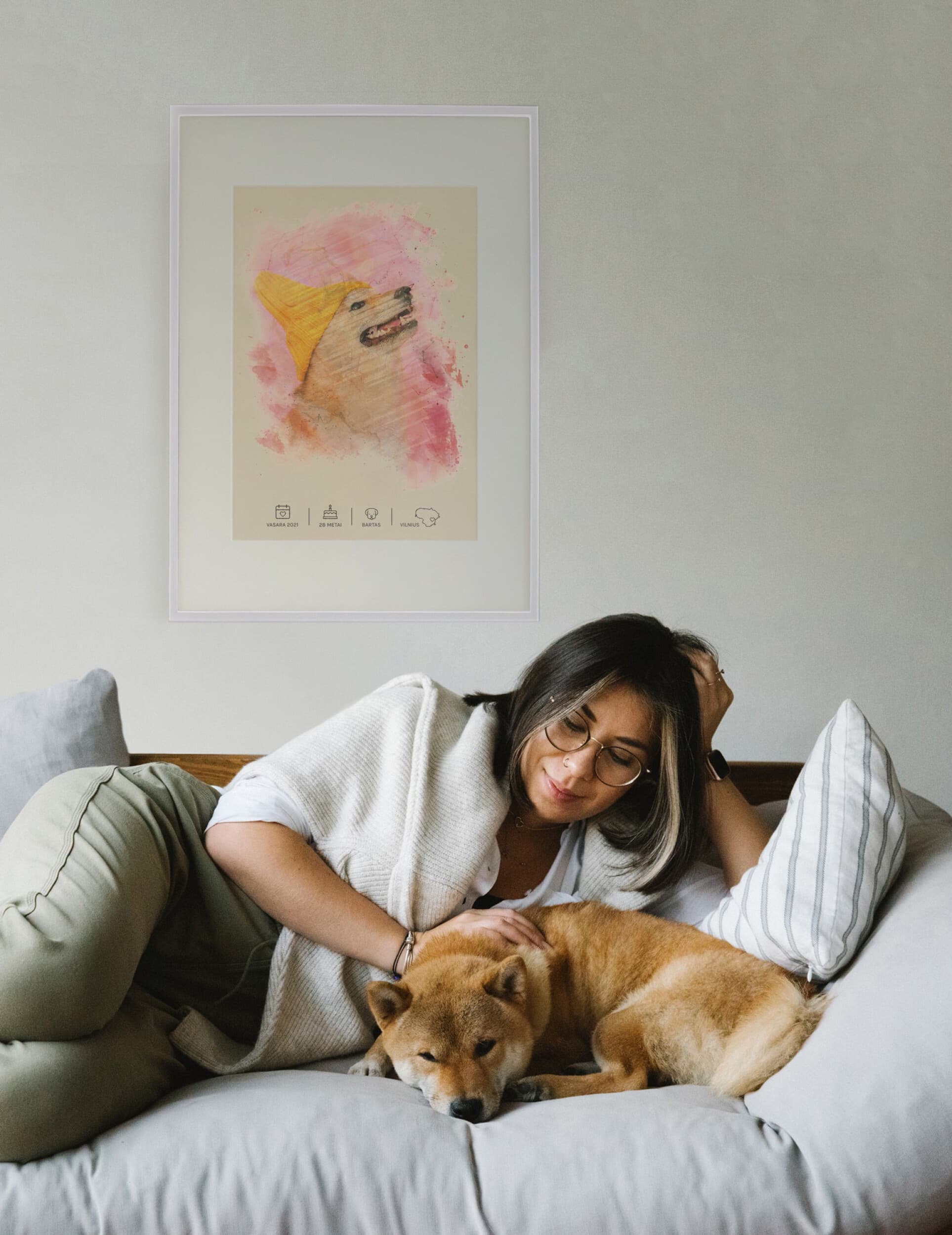 Personalizuotas ir įrėmintas gyvūno portretas iš nuotraukos | Laisvalaikio Dovanos