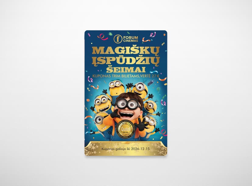 Šventinis FORUM CINEMAS kino kuponas šeimai